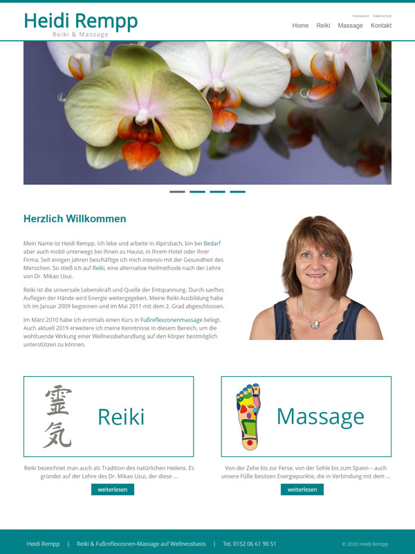 Webseite im Wellnessbereich